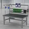 ASG SmartBench built to offer a solution to a complex assembly line. Image shows ASG SmartBench with X-PAQs and PTL bins.