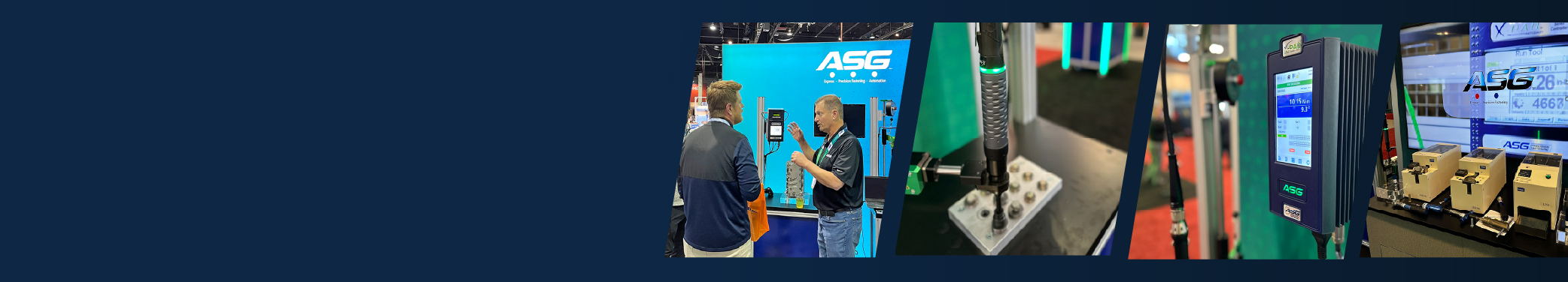photos of various tools and representatives in the ASG tradeshow booth at ASSEMBLY Show 2024